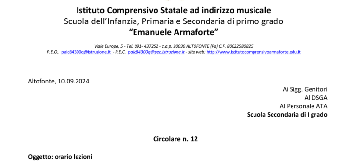 Circolare n. 12 a.s.2024/2025